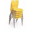 Mooreco Hierarchy School Chair, 4 Leg, 18" Chrome Frame, Yellow Armless Shell, PK5 53318-5-YELLOW-NA-CH